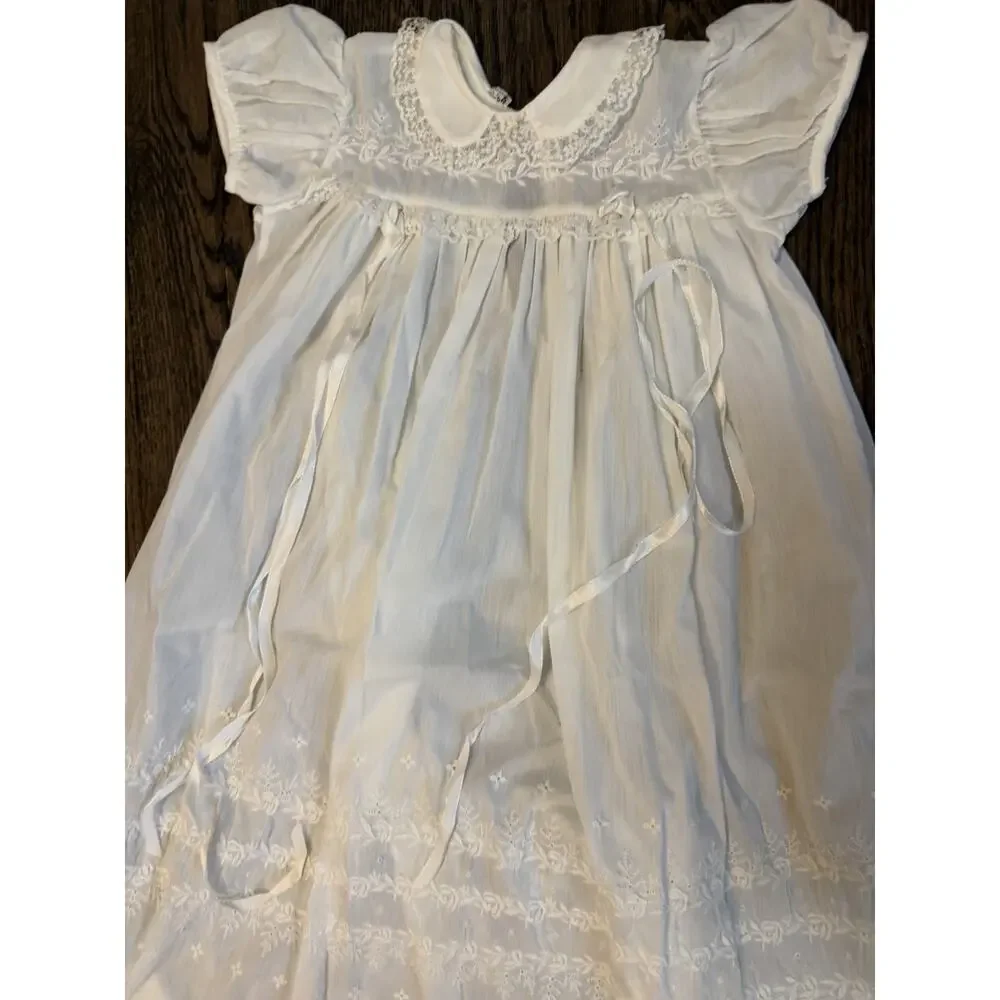 Vintage Madonna Christening Baptism Gown & Bonnet USA Made 0-6 Months Cream